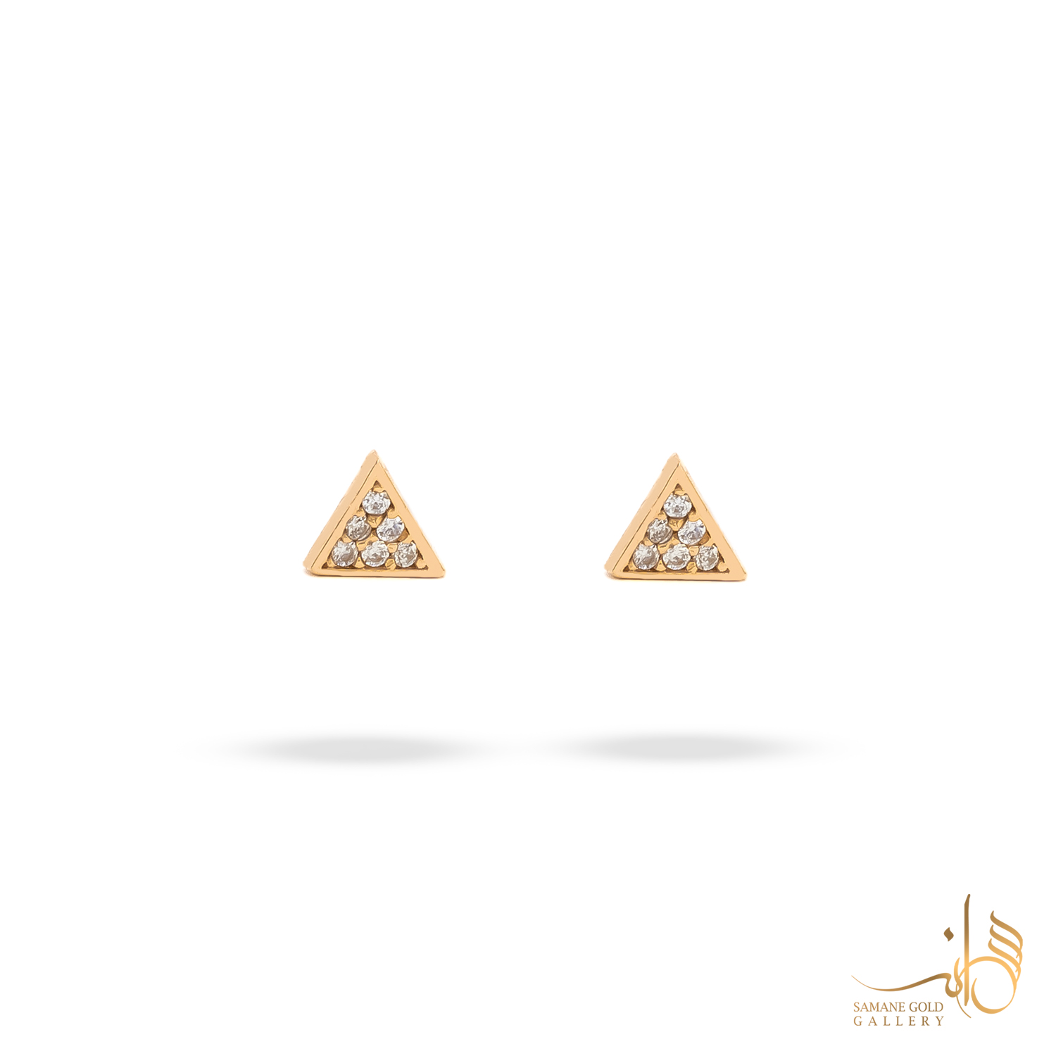 گوشواره طلا میخی مثلث نگین‌دار