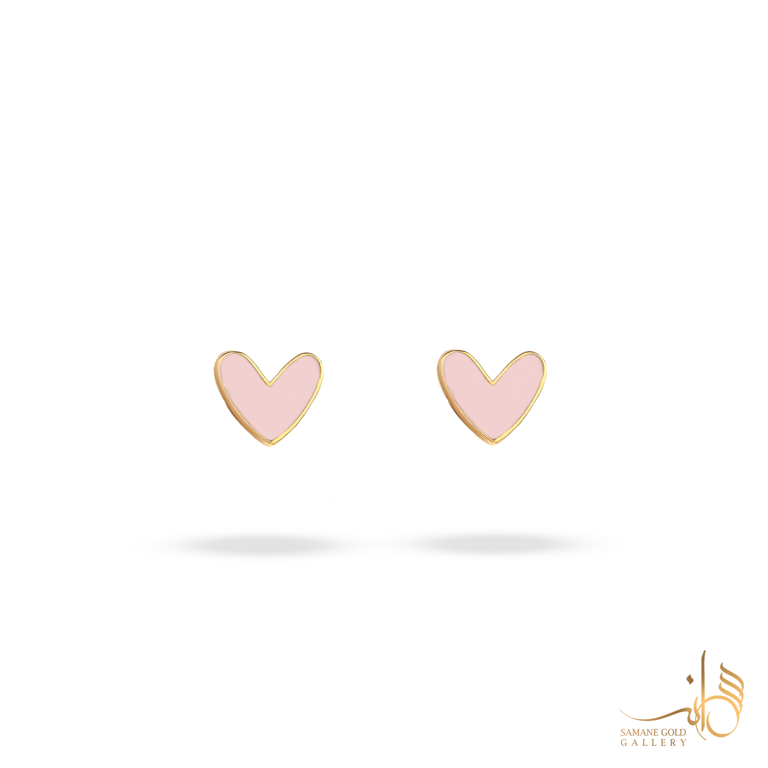 گوشواره طلا میخی قلب مینا صورتی فانتزی