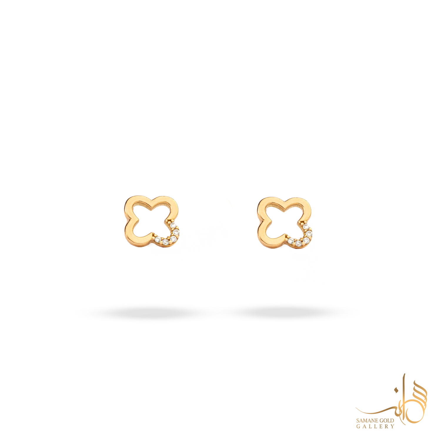 گوشواره طلا میخی ونکلیف توخالی نگین‌دار