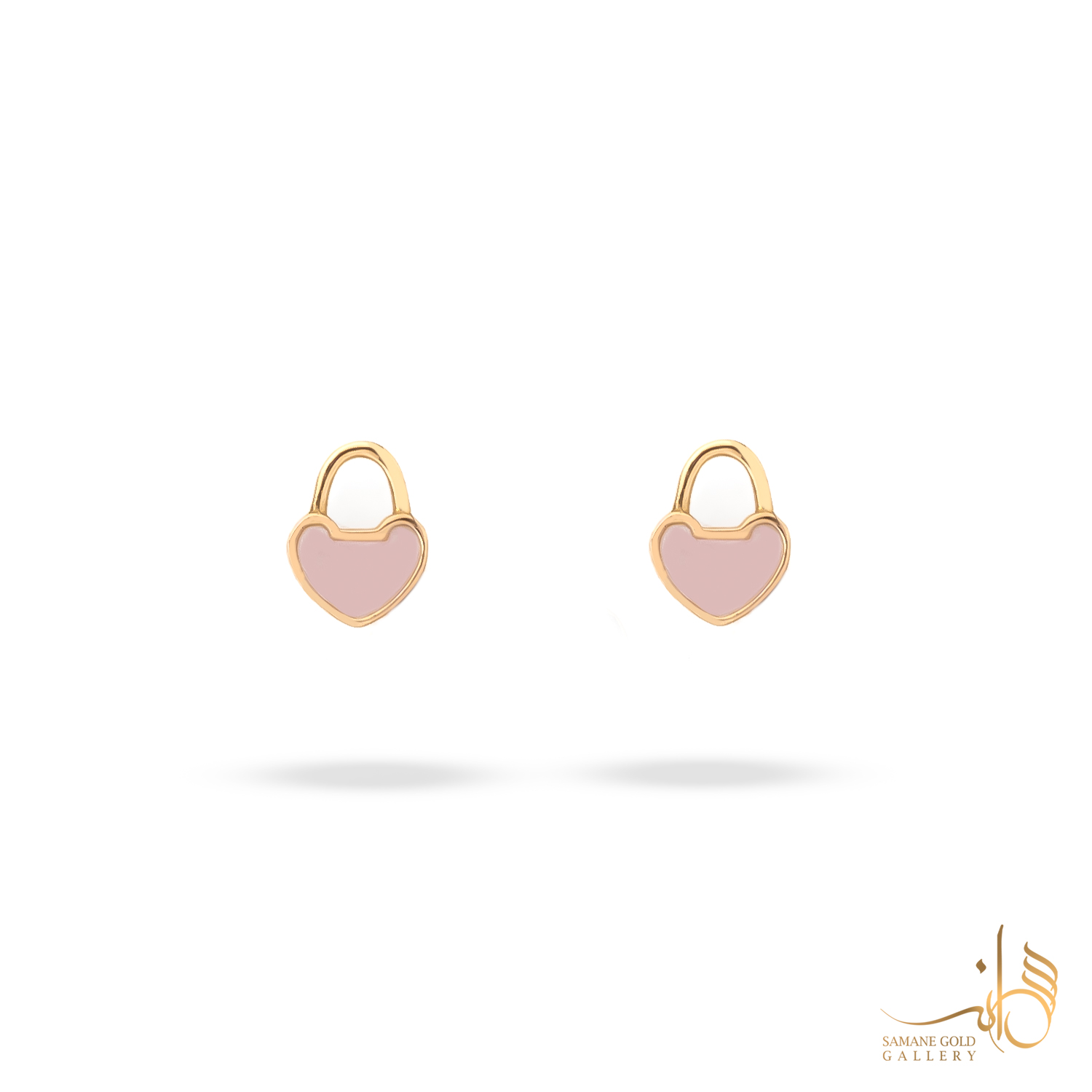 گوشواره طلا میخی قلب تیفانی مینا صورتی