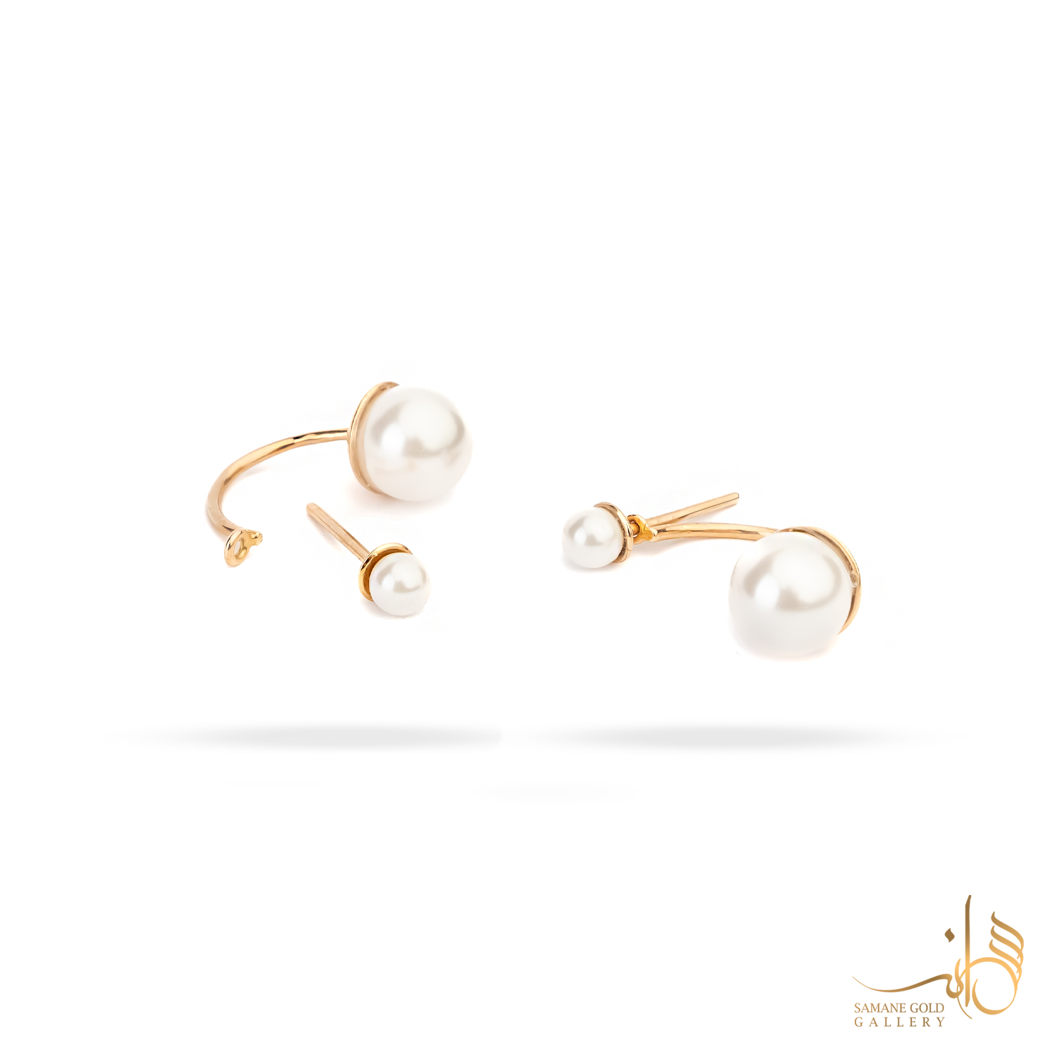 گوشواره طلا میخی زیرو رو مروارید