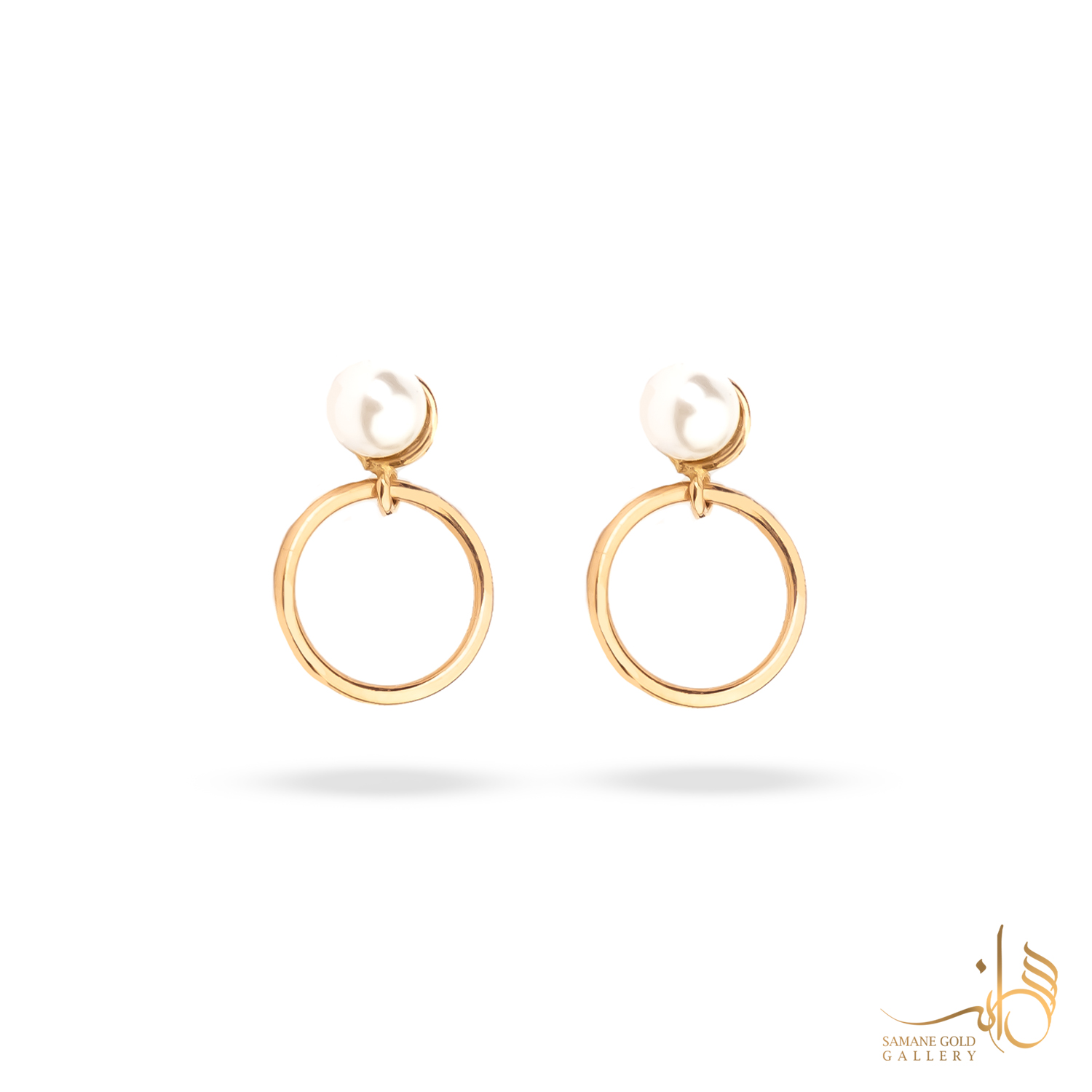 گوشواره طلا میخی مروارید دایره