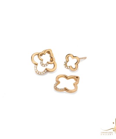 گوشواره طلا میخی ونکلیف اتصال نگیندار