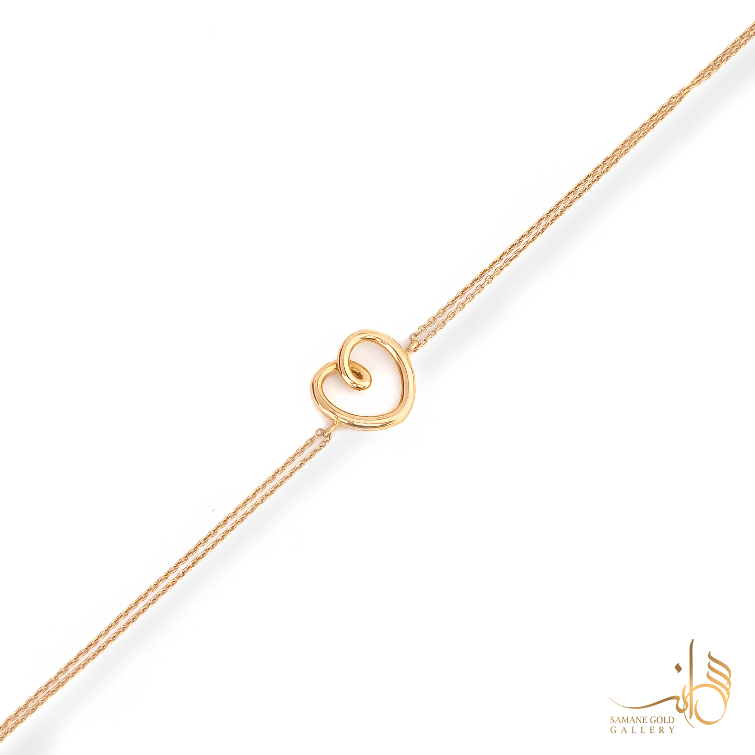 دستبند طلا قلب توخالی فانتزی