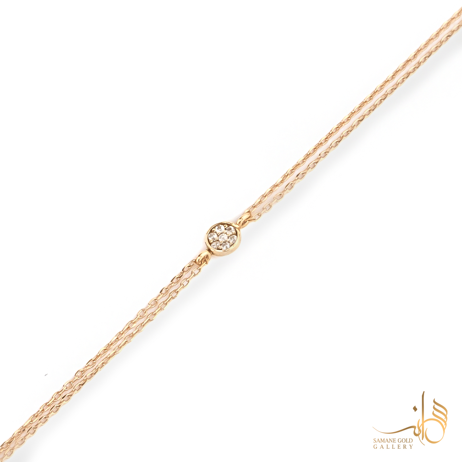 دستبند طلا دایره نگین‌دار