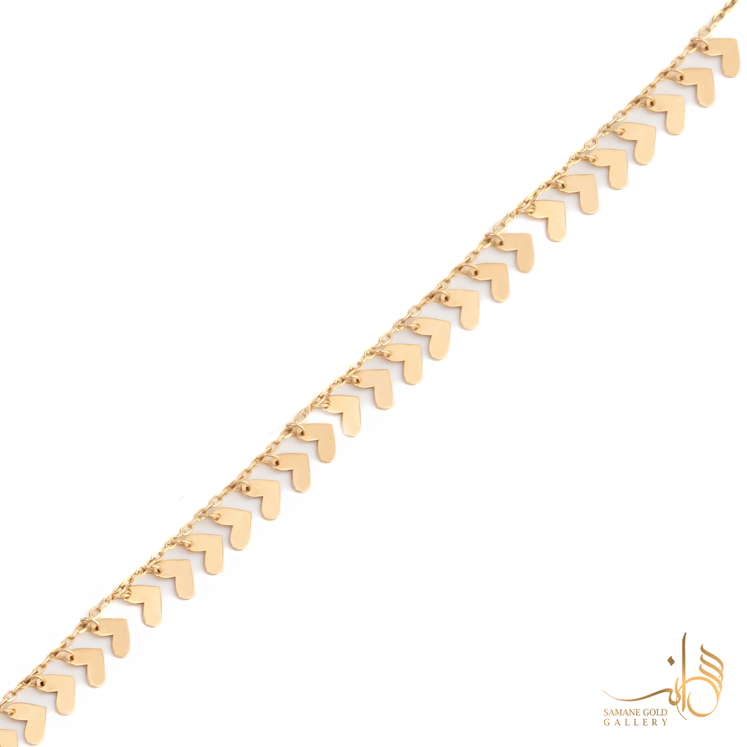 دستبند طلا پولکی قلبی