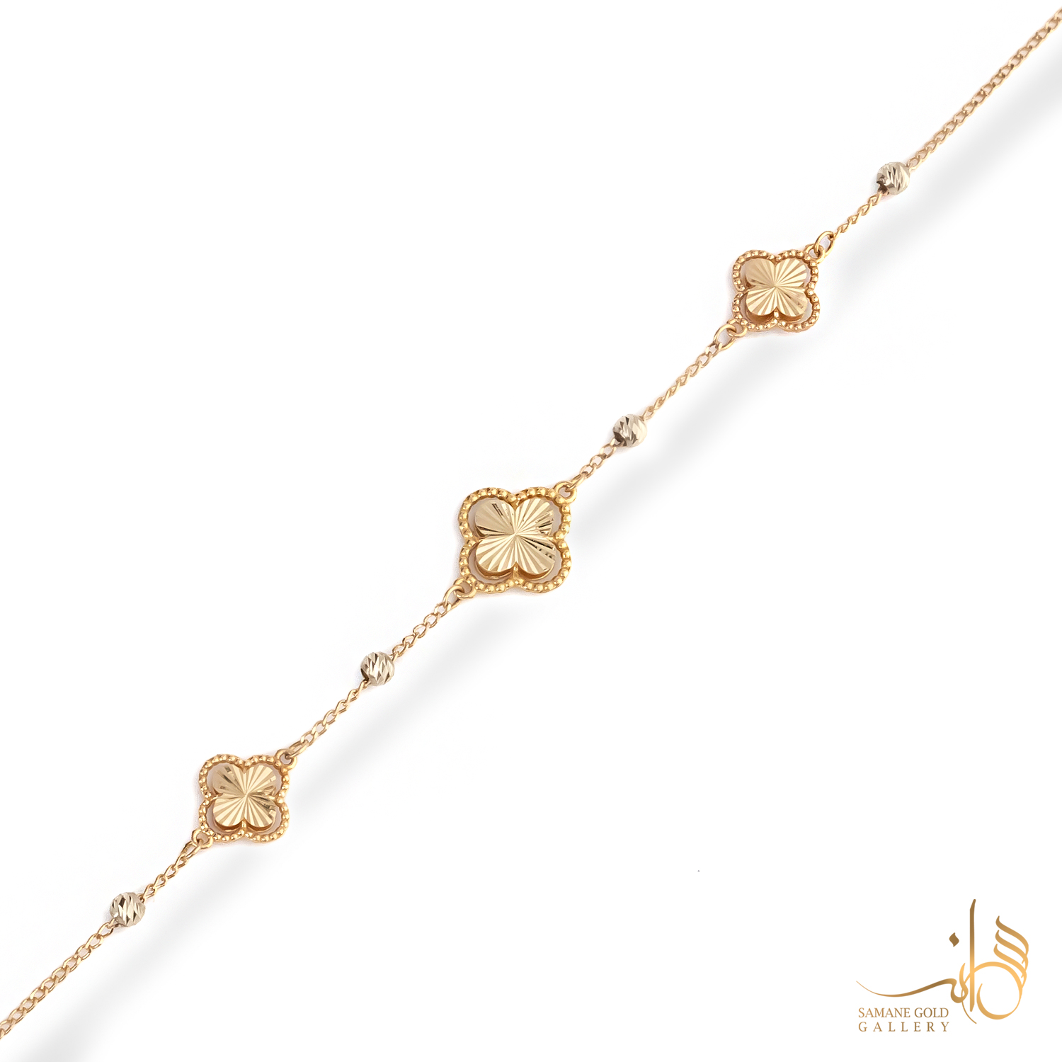 دستبند طلا ونکلیف تراش‌دار با گوی ال‌برنادو