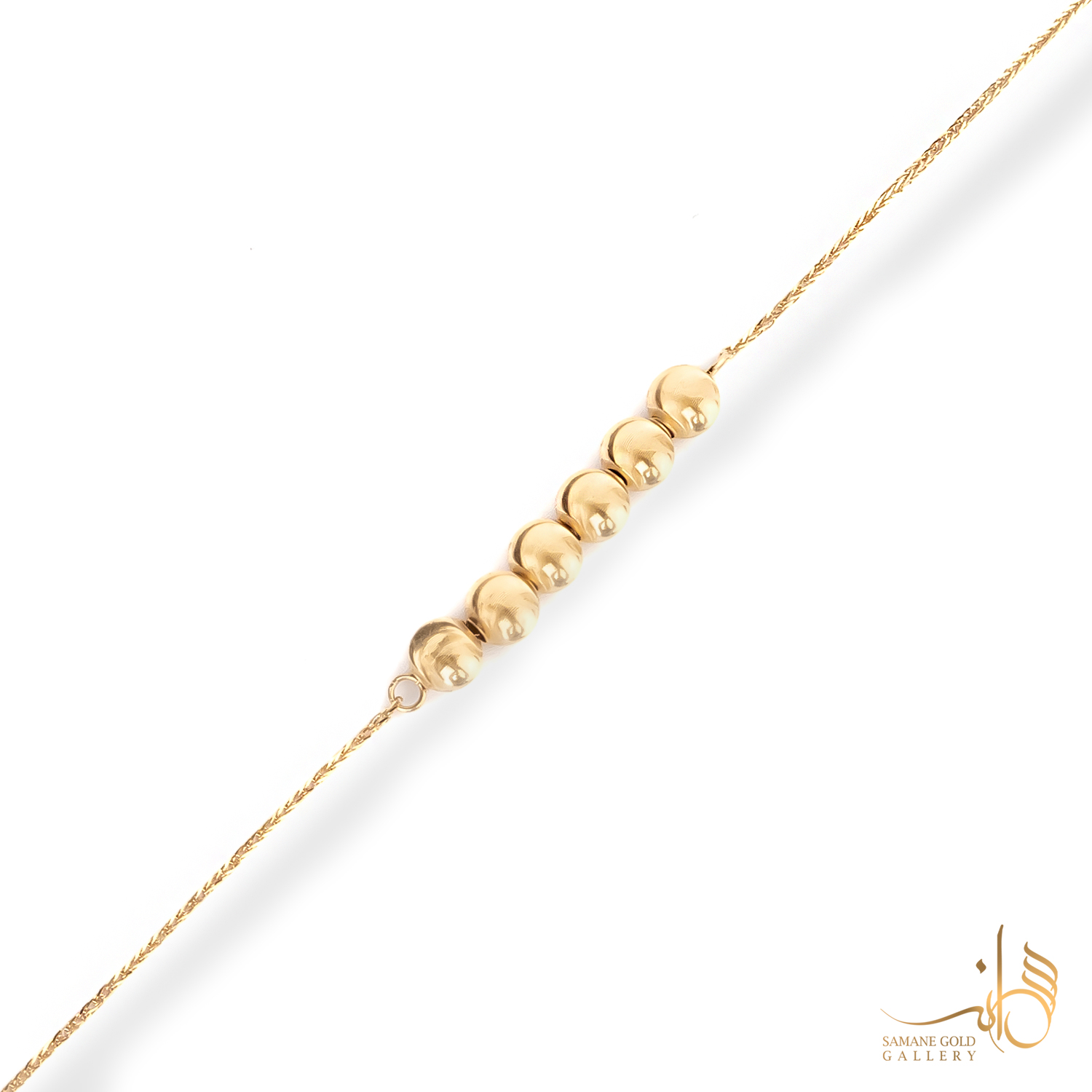 دستبند طلا شش گوی تراش‌دار