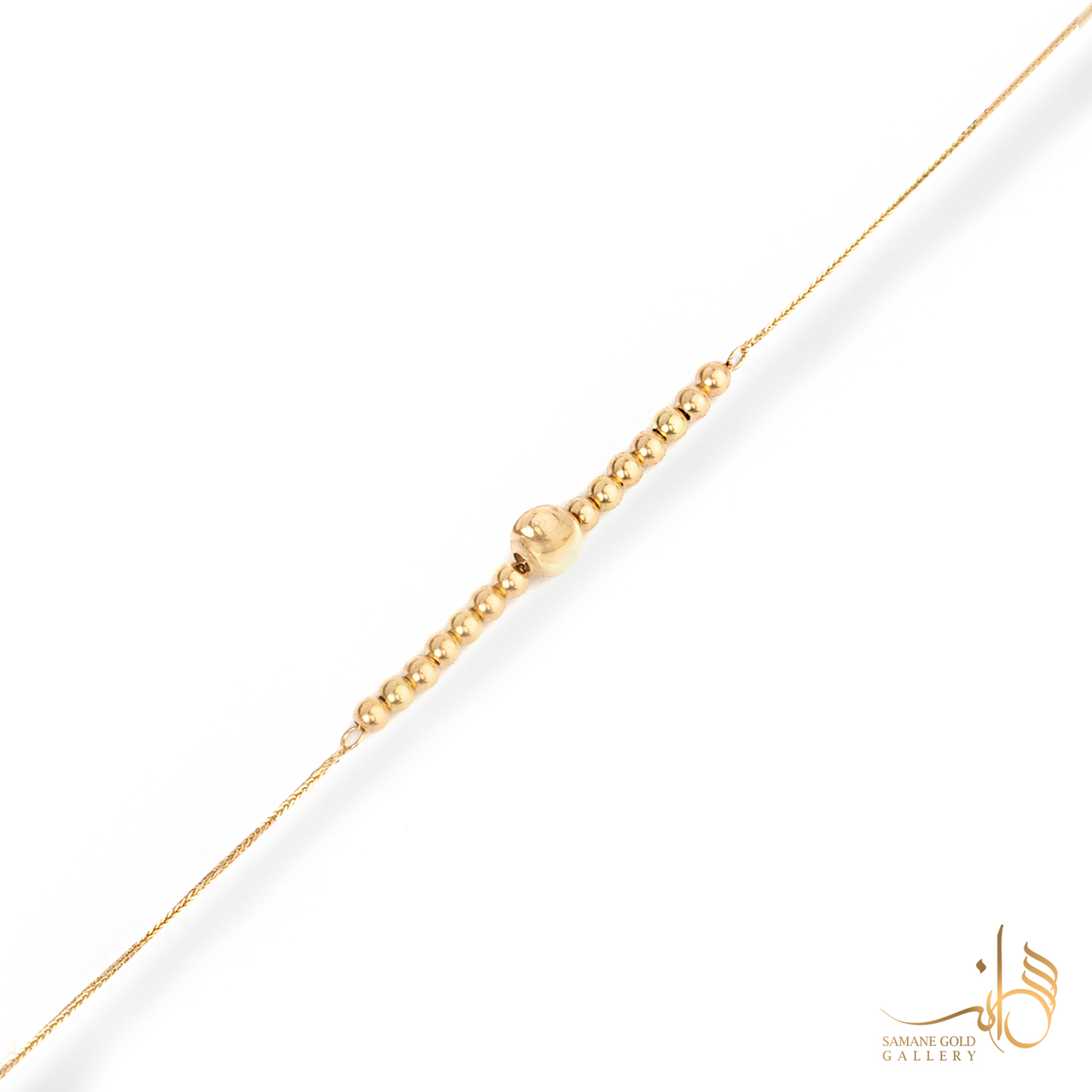 دستبند طلا تک گوی تراش‌دار لوکس