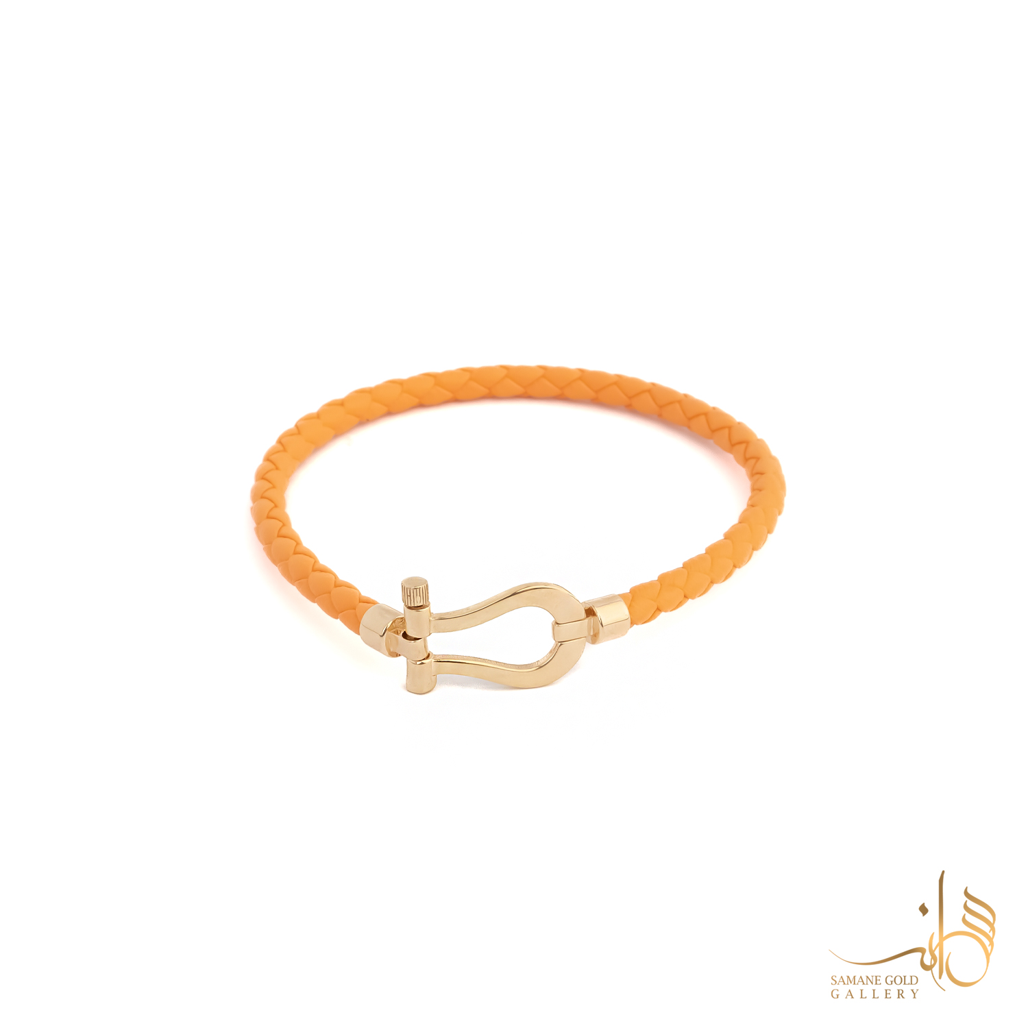 دستبند طلا و چرم فرد نارنجی