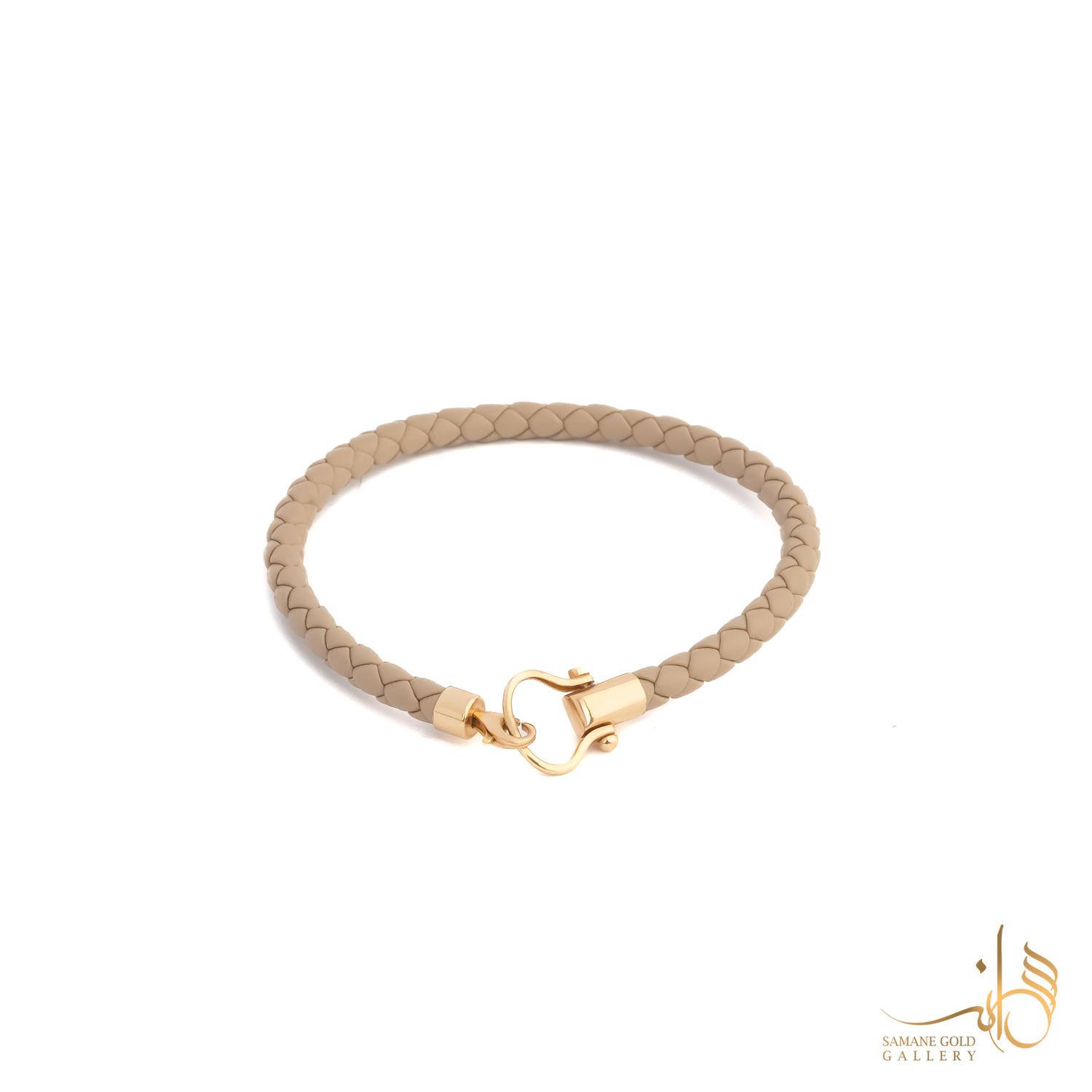 دستبند طلا و چرم امگا کرم