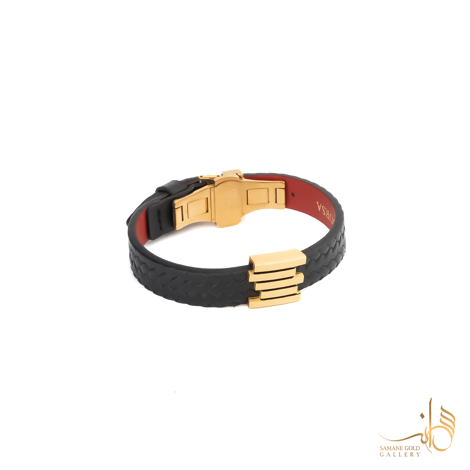 دستبند طلا و چرم ریتم