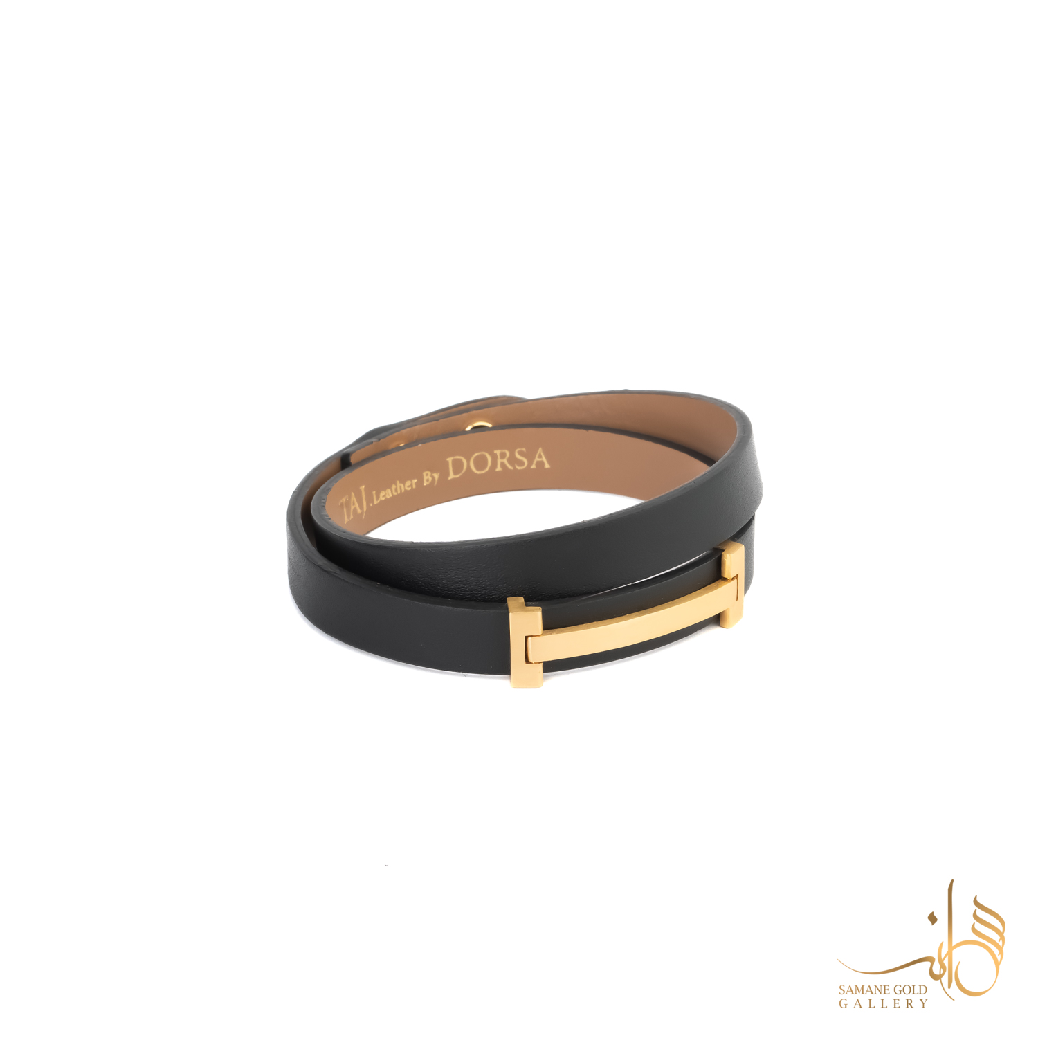 دستبند طلا و چرم هرمس بزرگ