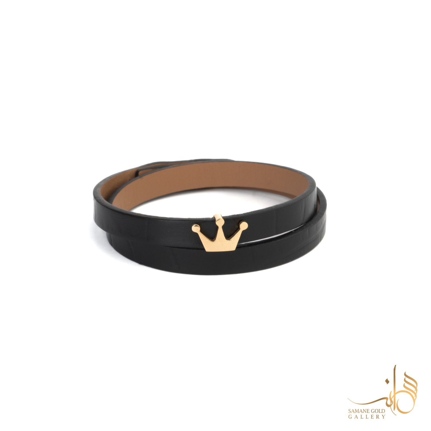 دستبند طلا و چرم تاج