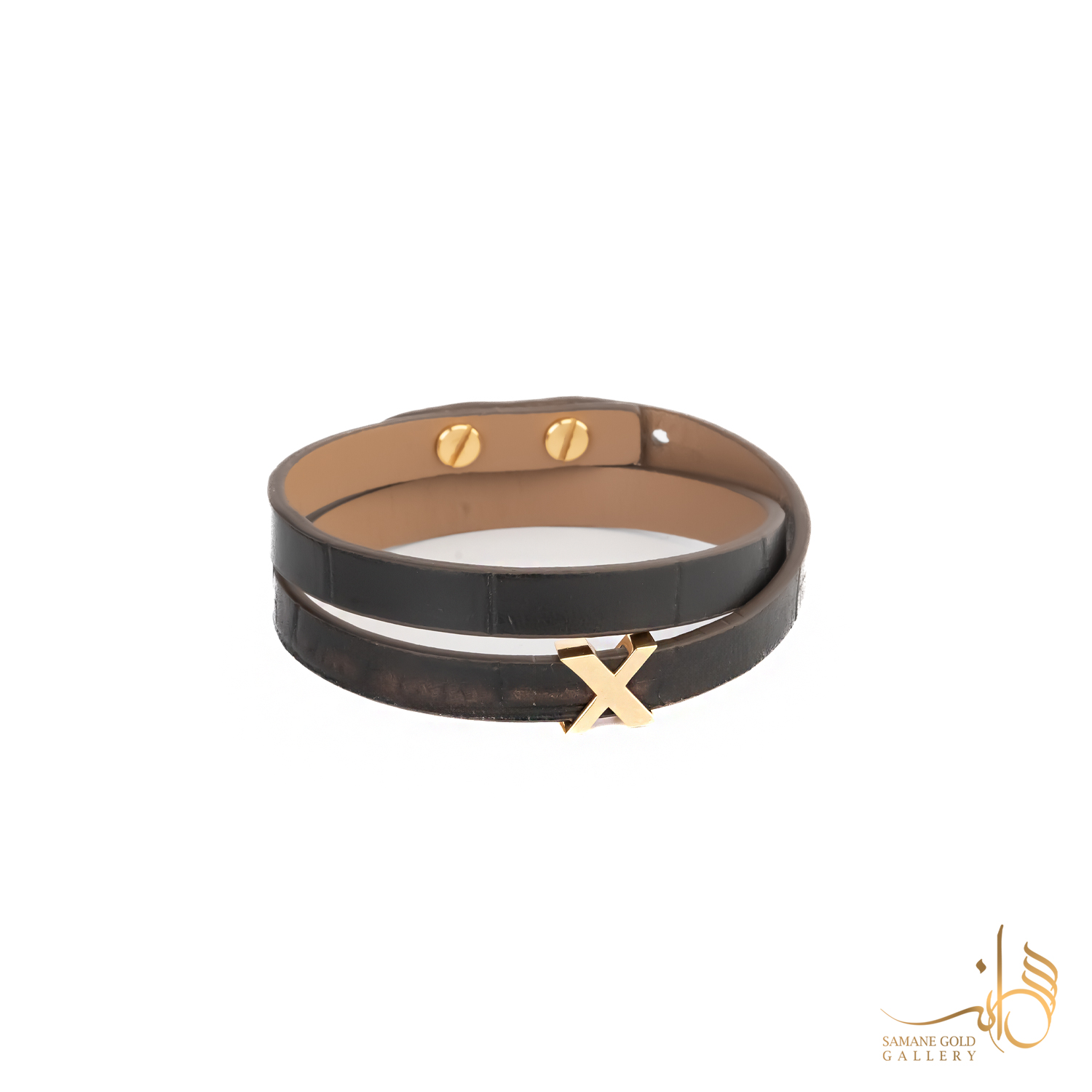 دستبند طلا و چرم x