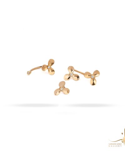 گوشواره طلا اتصال گل سه پر
