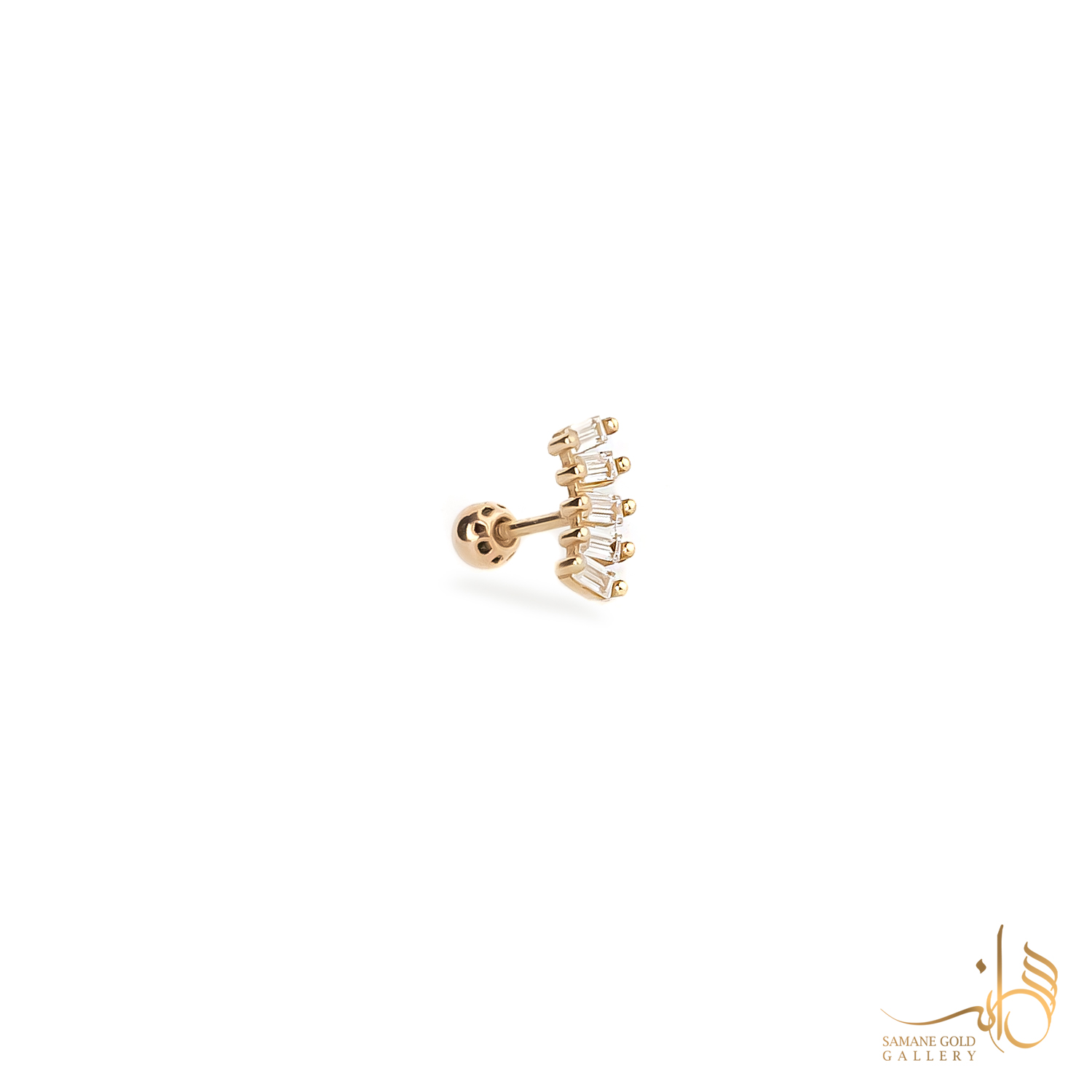 پیرسینگ طلا میخی قوس باگت