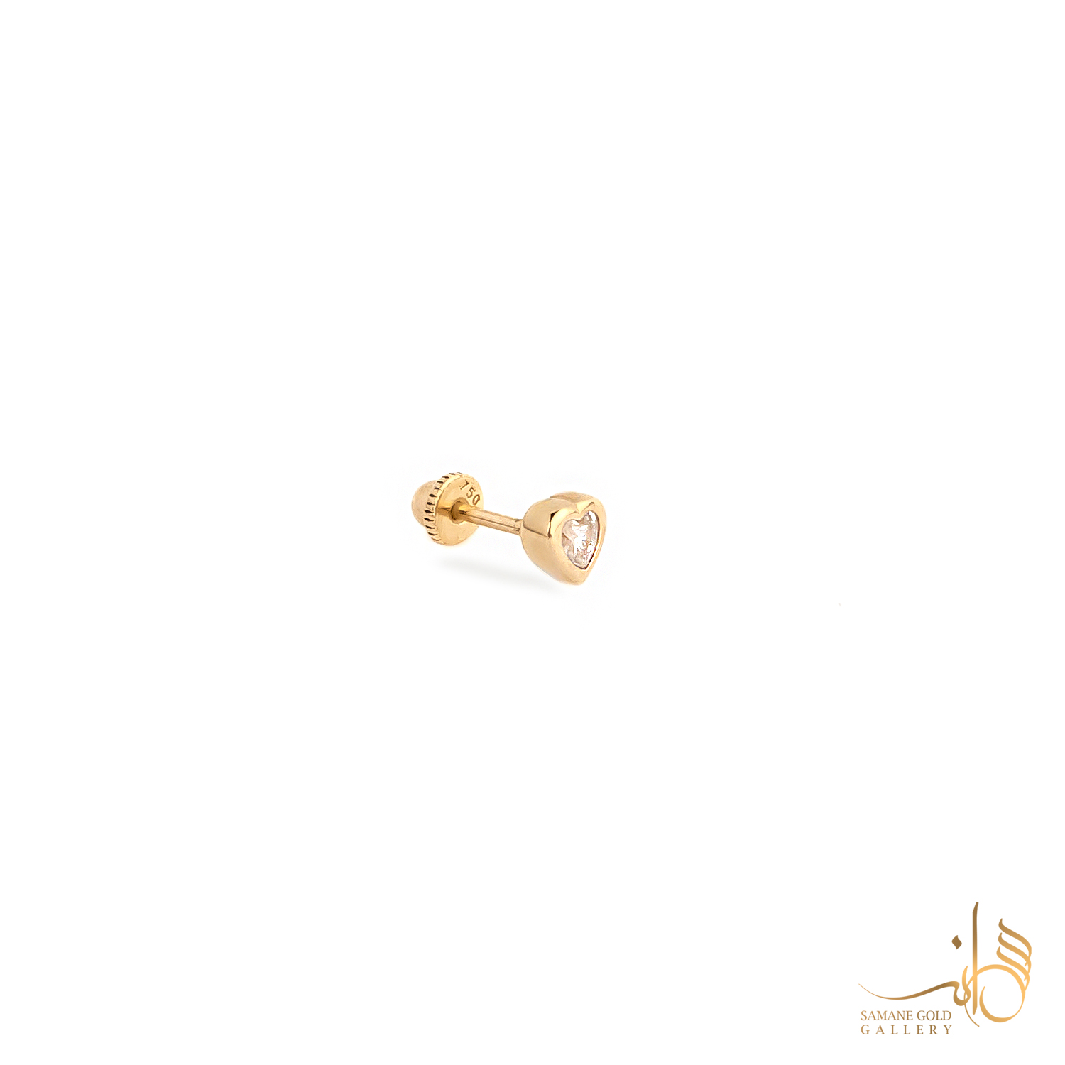 پیرسینگ طلا میخی قلب تک‌نگین مینیمال