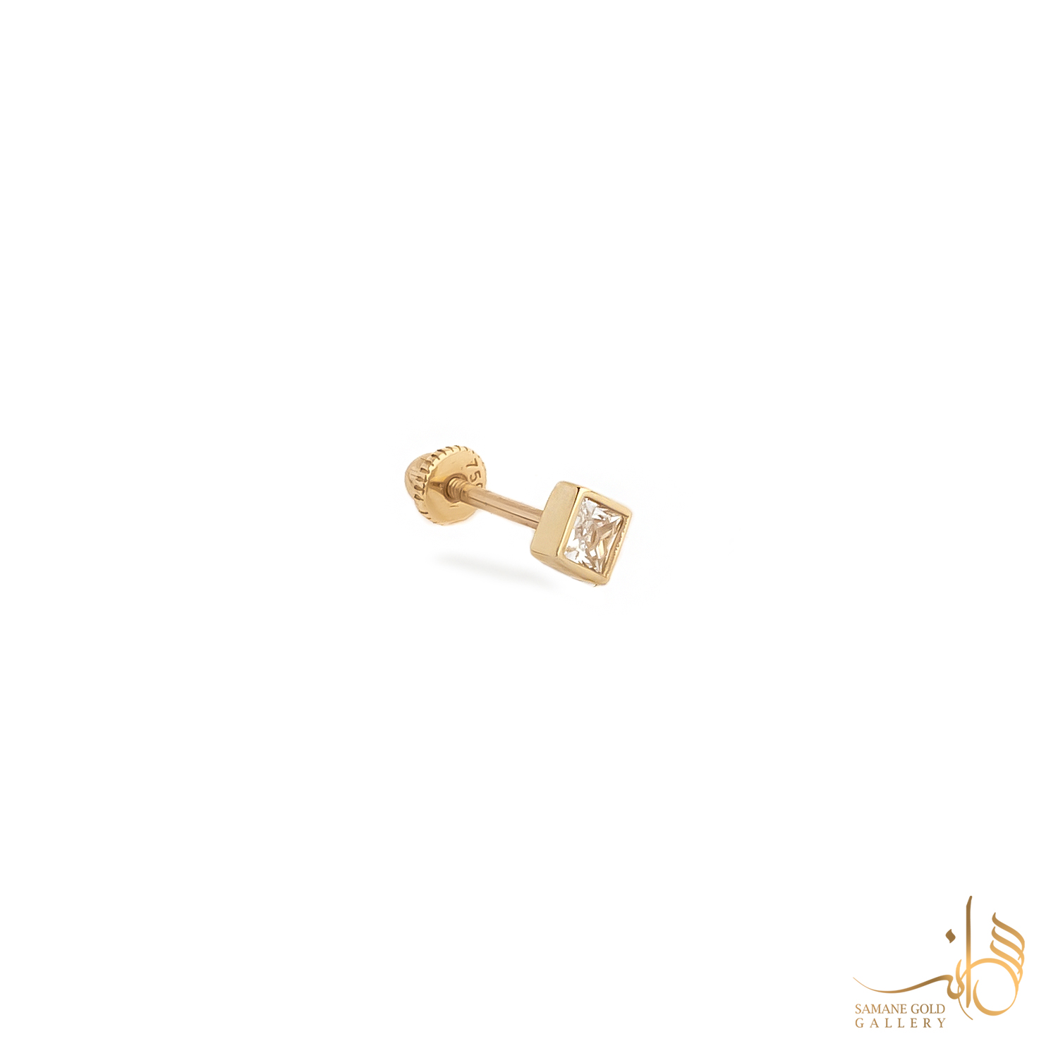 پیرسینگ طلا میخی مربع تک‌نگین مینیمال