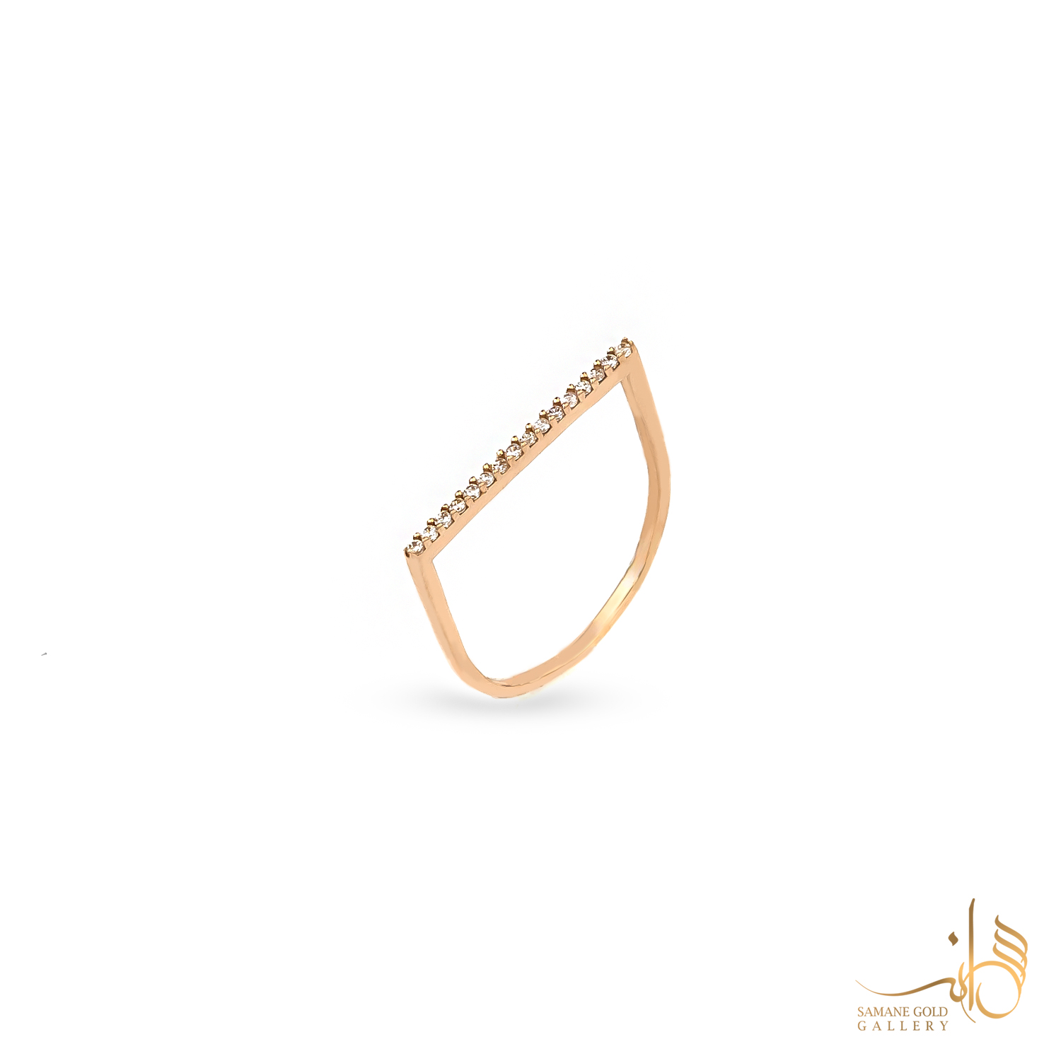 انگشتر طلا خط نگین‌دار