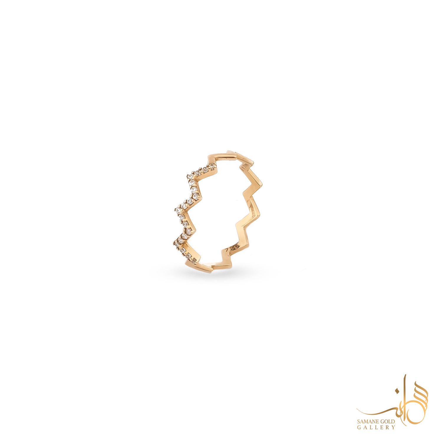 انگشتر طلا زیگ‌زاگ نگین‌دار