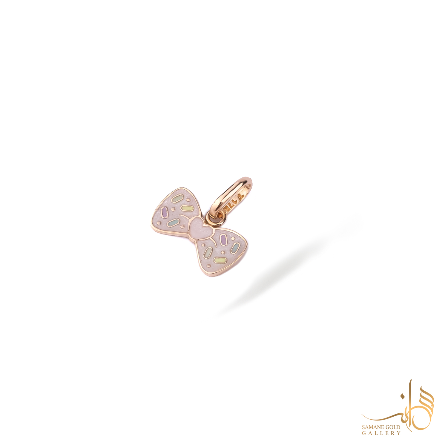 آویز طلا پاپیون مینا صورتی