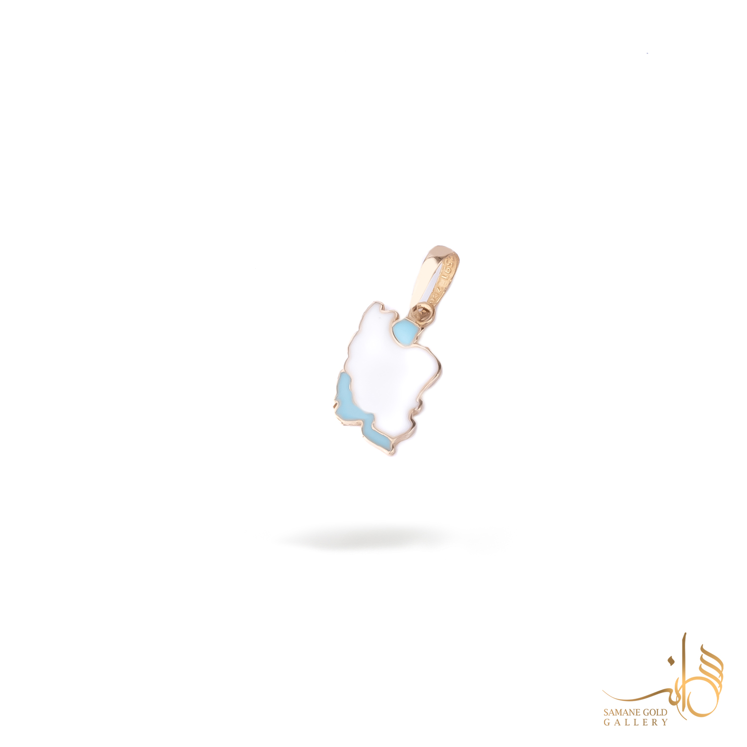 آویز طلا ایران مینا کاری سفید و آبی