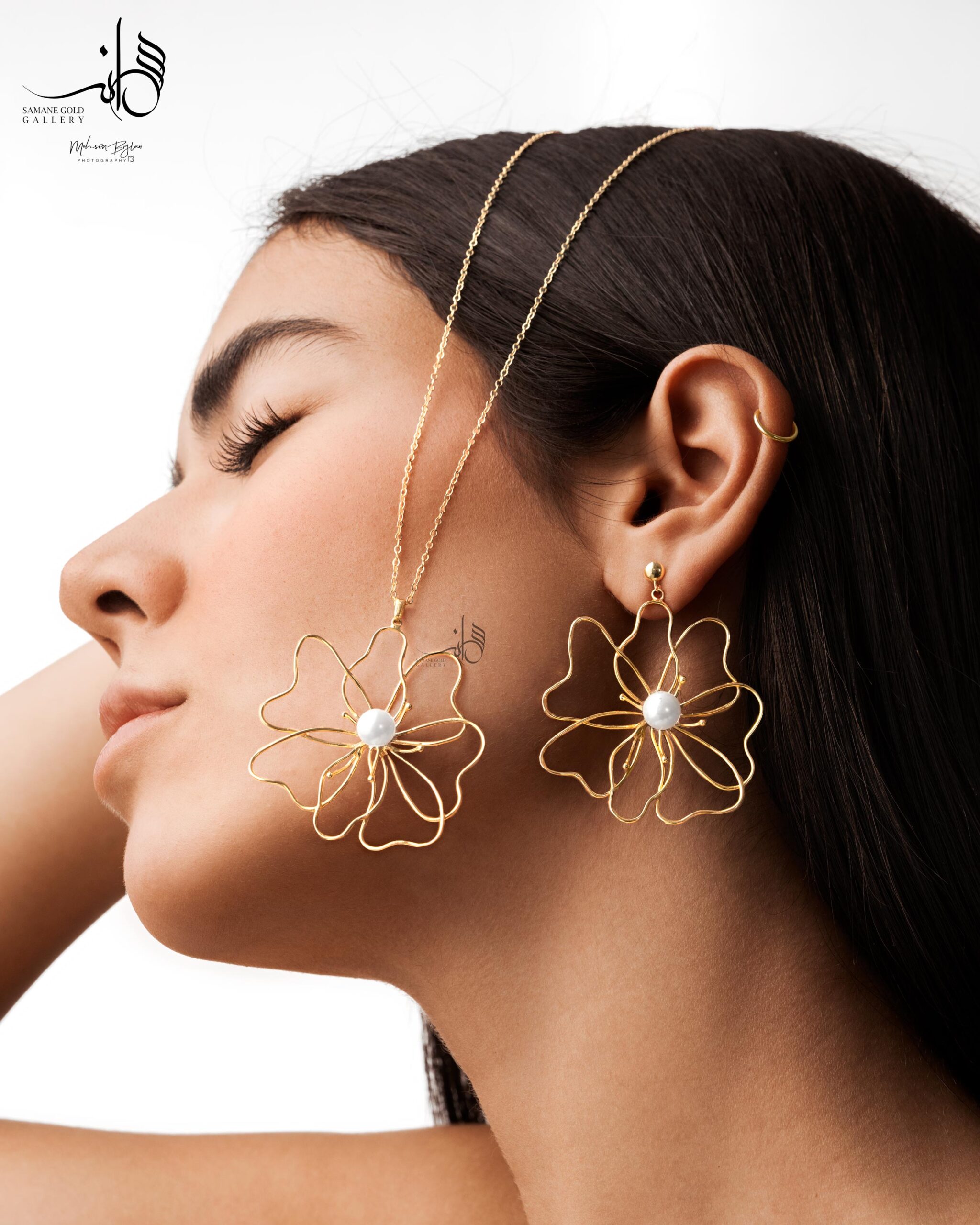 آویز گل دستساز بزرگ با مروارید - Image 2