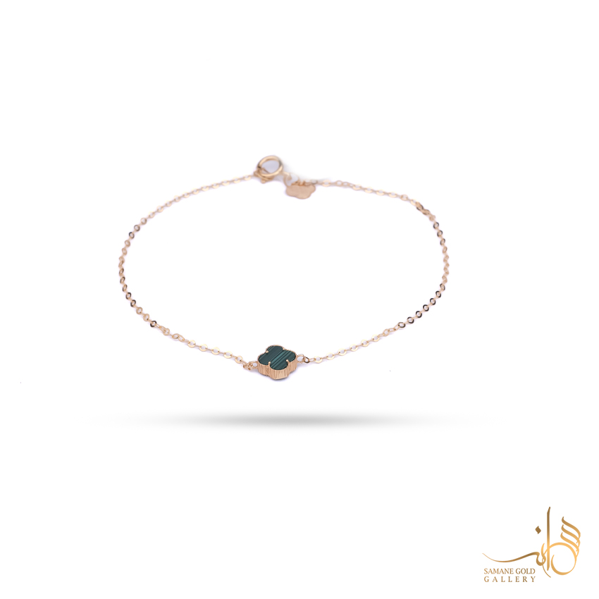 دستبند طلا ونکلیف تک گل سبز