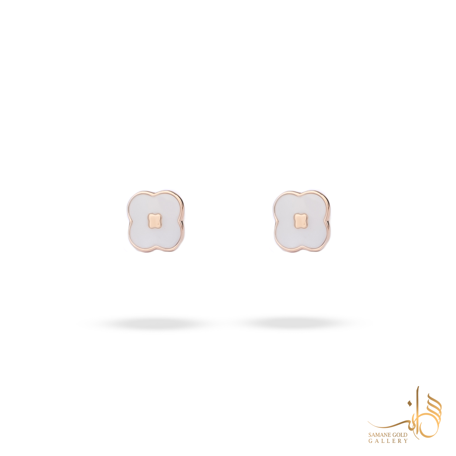 گوشواره طلا میخی نورین مینا سفید