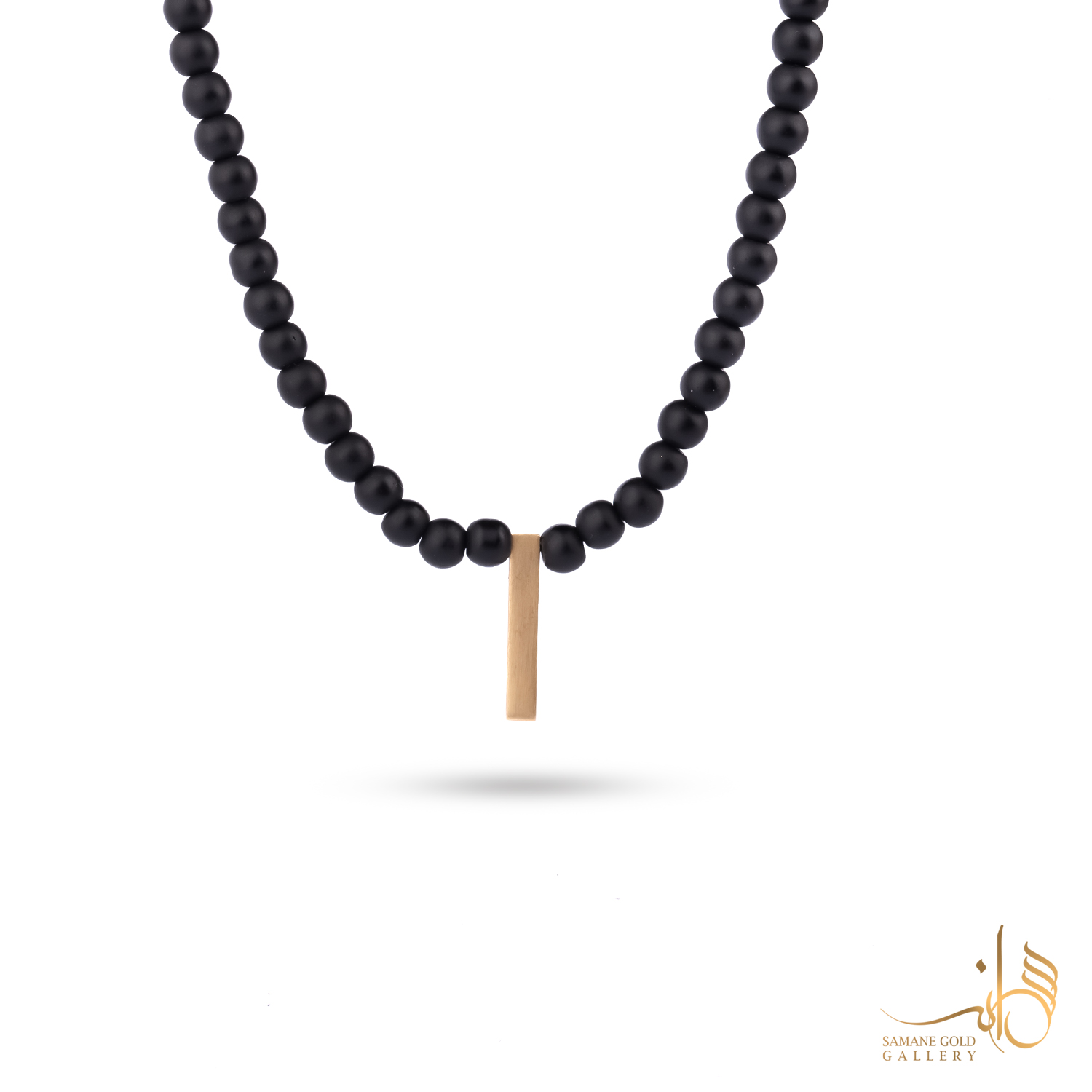 گردنبند مردانه طلا و سنگ مشکی