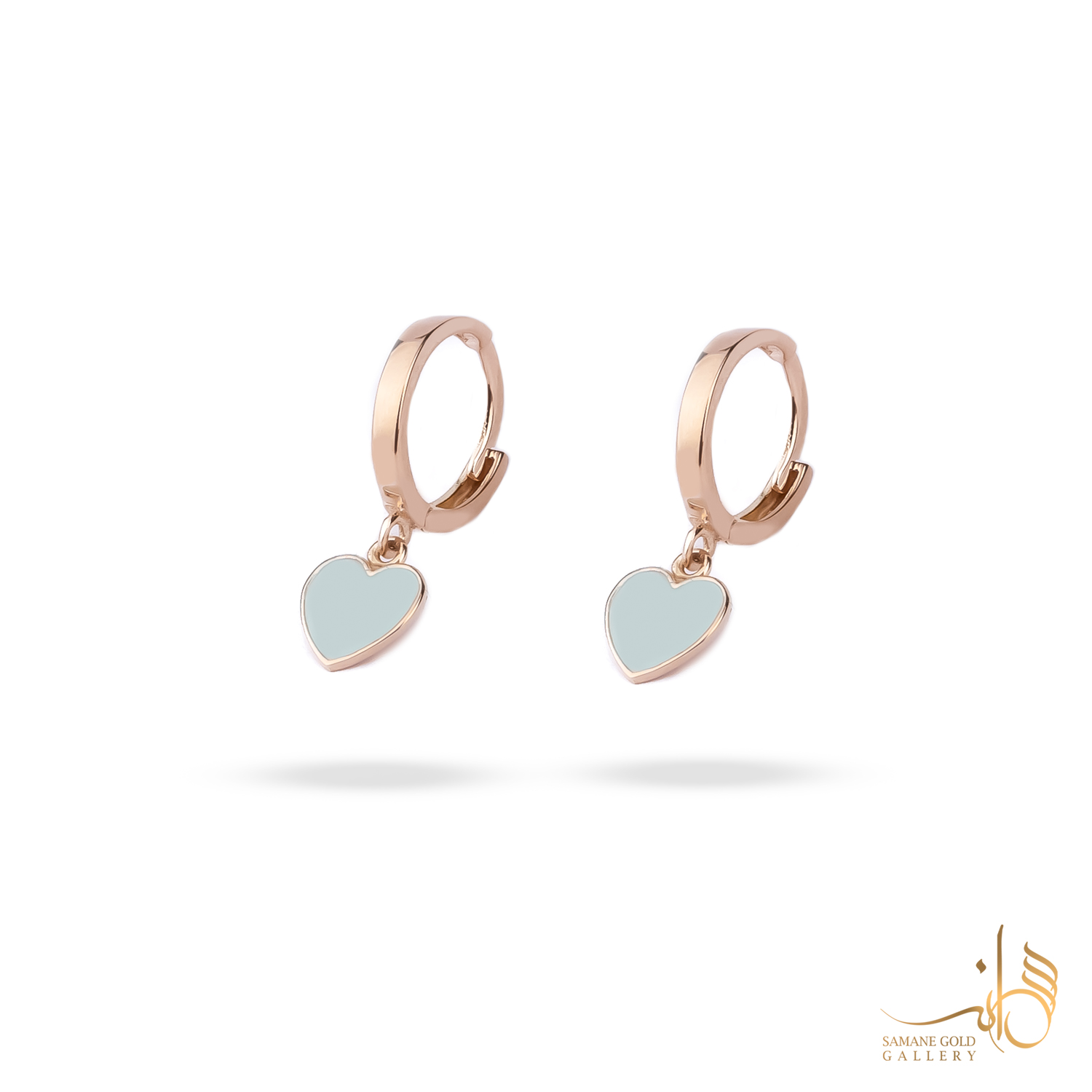 گوشواره طلا روکو قلب مینا آبی روشن