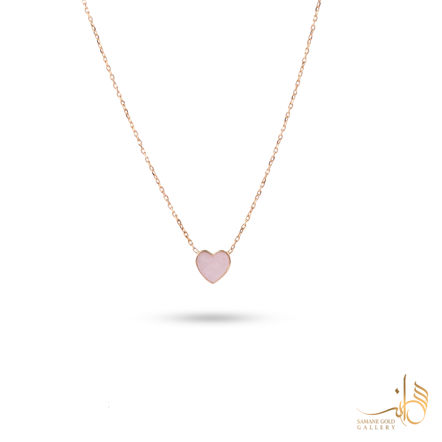 گردنبند طلا قلب مینا کاری صورتی