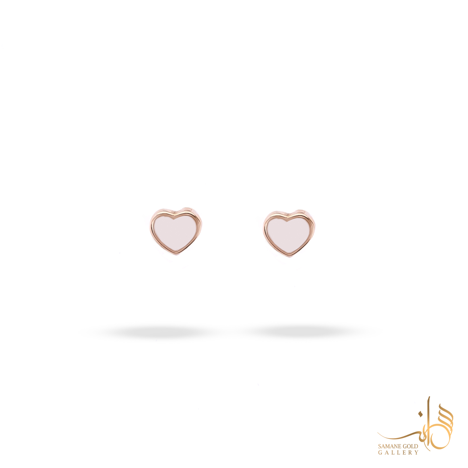 گوشواره طلا میخی قلب مینا کاری سفید