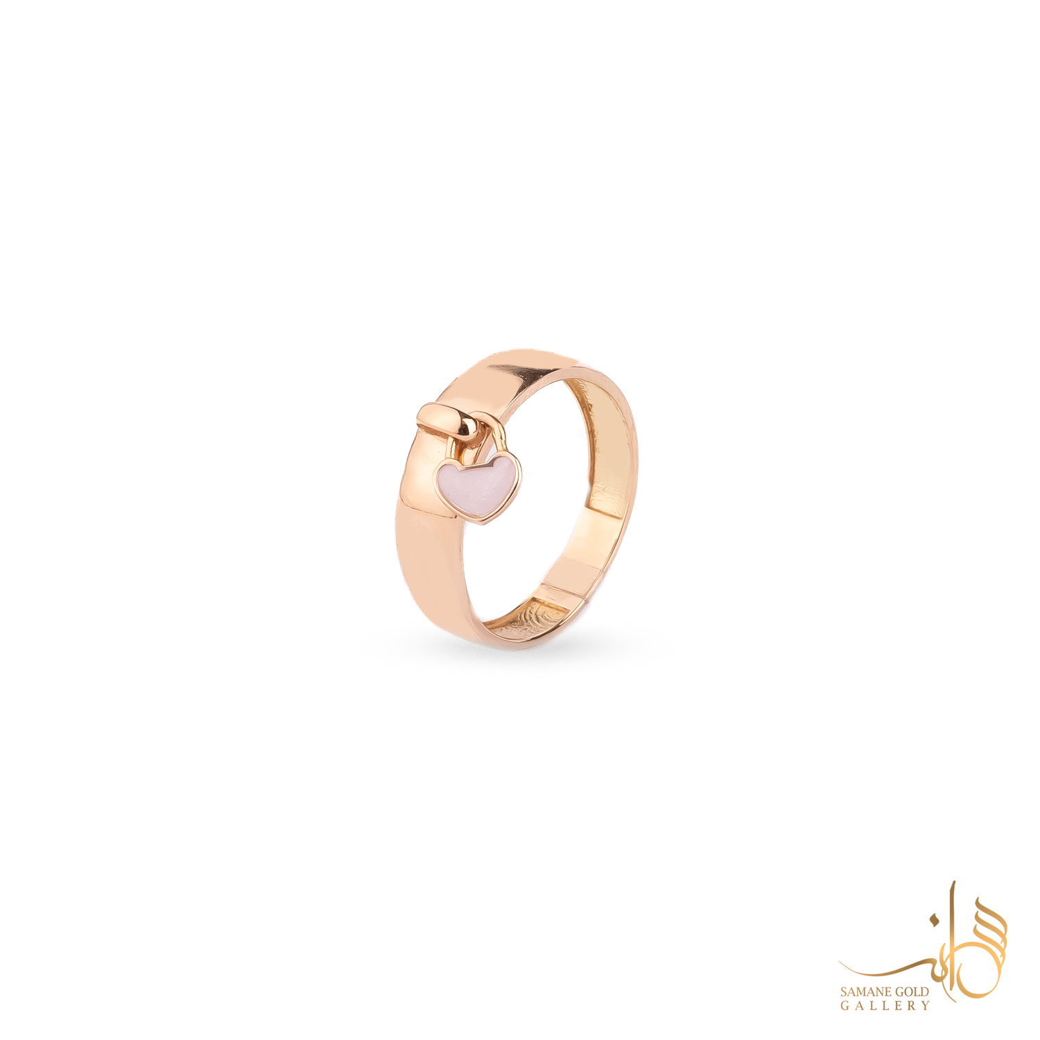 رینگ طلا قلب تیفانی مینا کاری صورتی