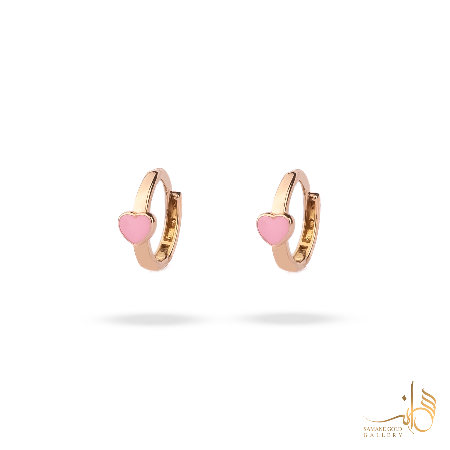 گوشواره طلا روکو قلب مینا کاری صورتی