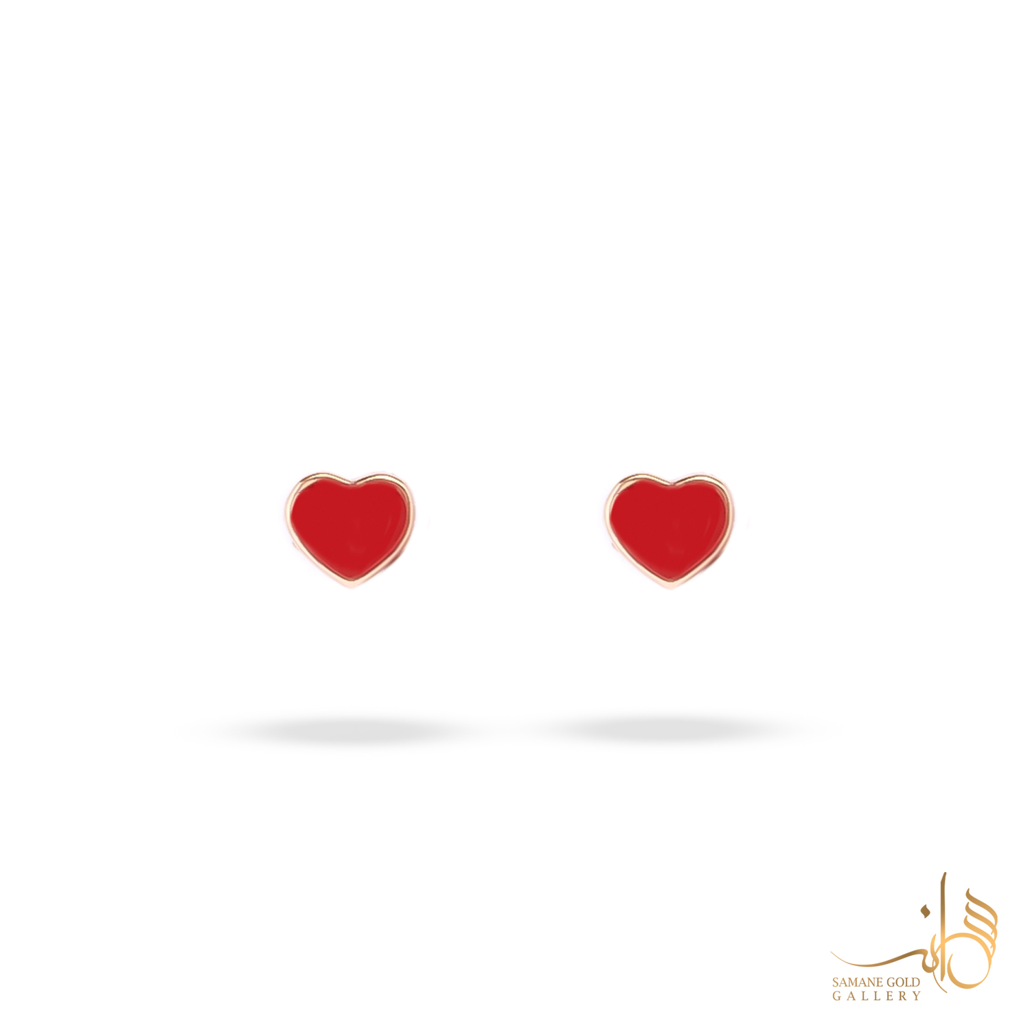 گوشواره طلا میخی قلب مینا کاری قرمز