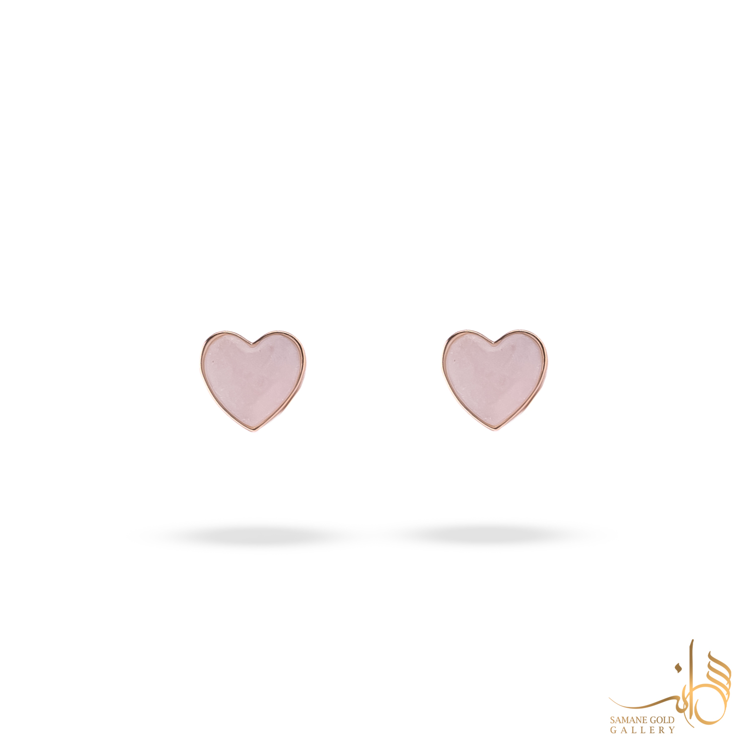 گوشواره طلا میخی قلب مینا کاری صورتی