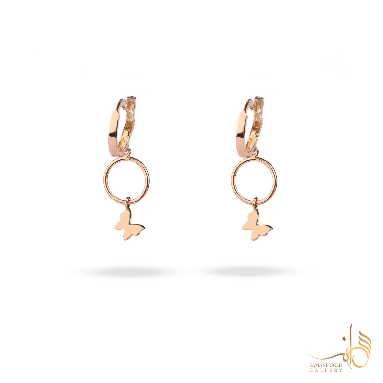 گوشواره طلا روکو دایره و پروانه