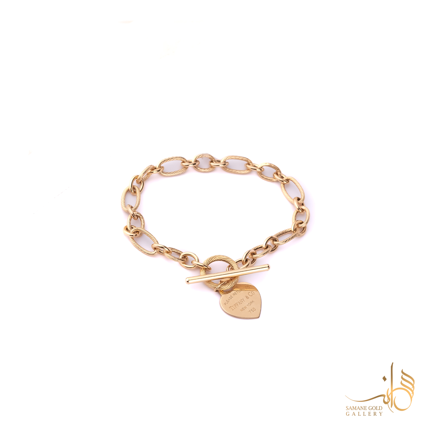 دستبند طلا تیفانی با آویز قلب