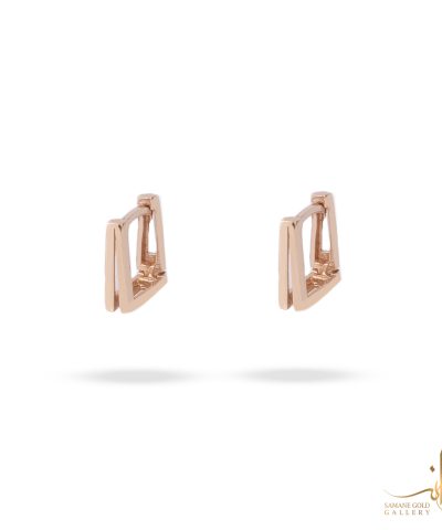 گوشواره طلا حلقه‌ای مستطیل دو رج