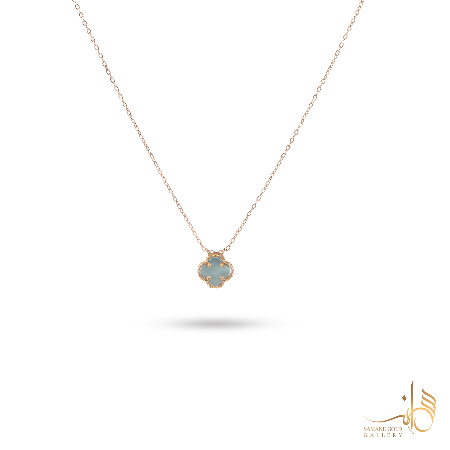 گردنبند طلا ونکلیف تک گل سفید