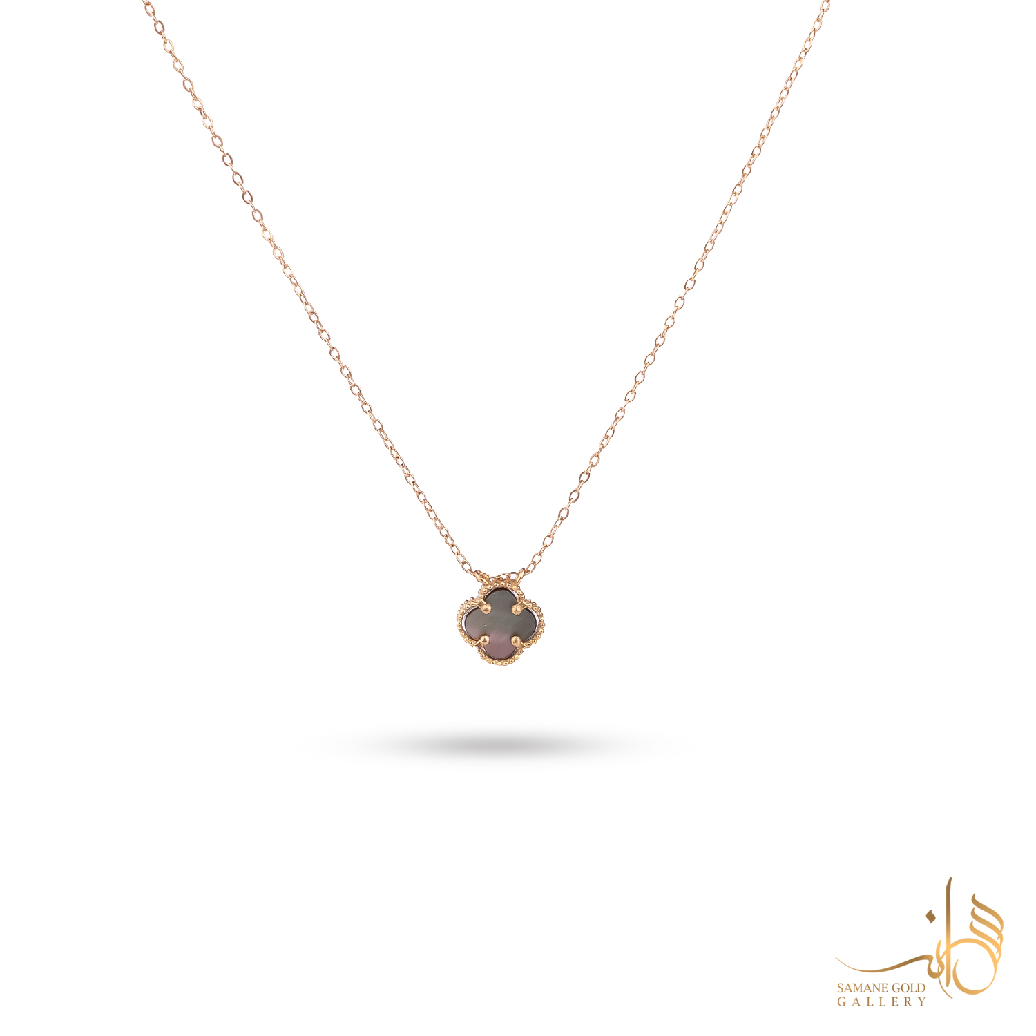 گردنبند طلا ونکلیف تک گل مشکی