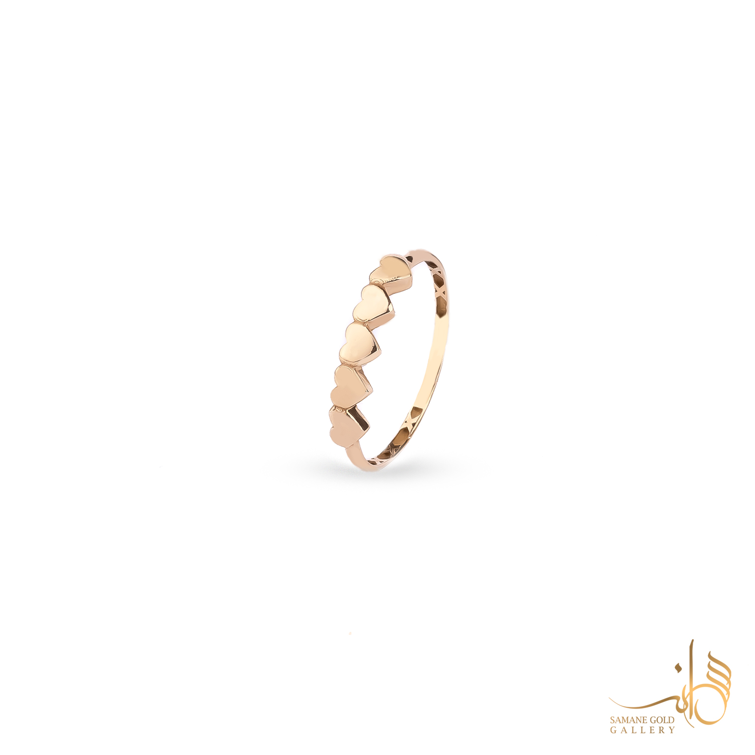 رینگ طلا پنج قلب