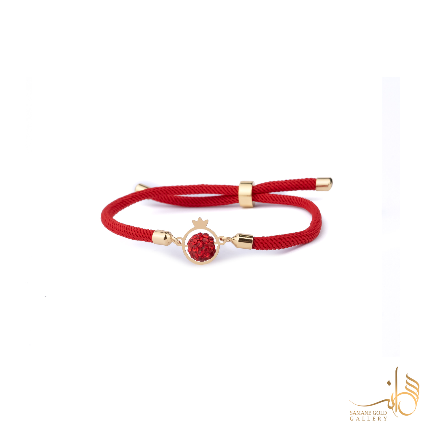 دونه دستبندی طلا انار سواروفسکی قرمز