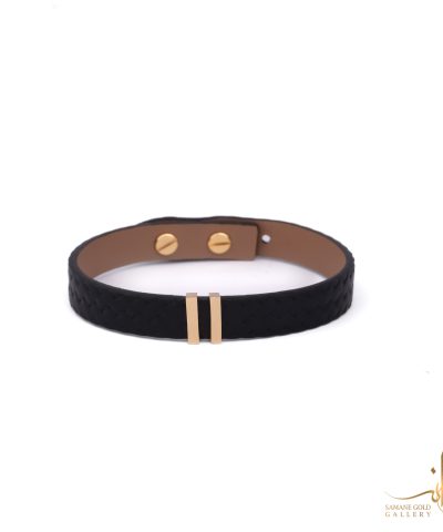 دستبند طلا و چرم دو خط