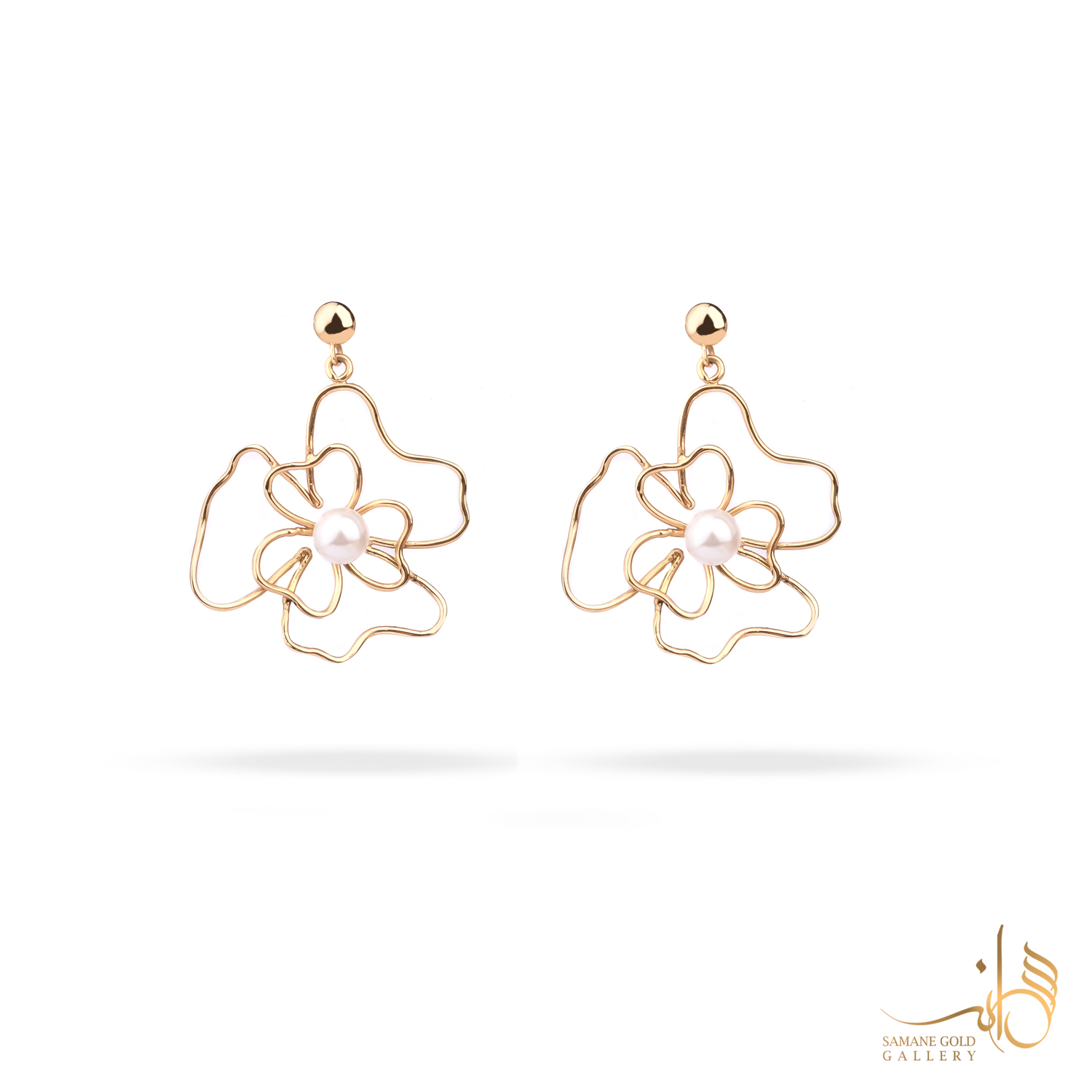 گوشواره طلا میخی گل دستساز کوچک