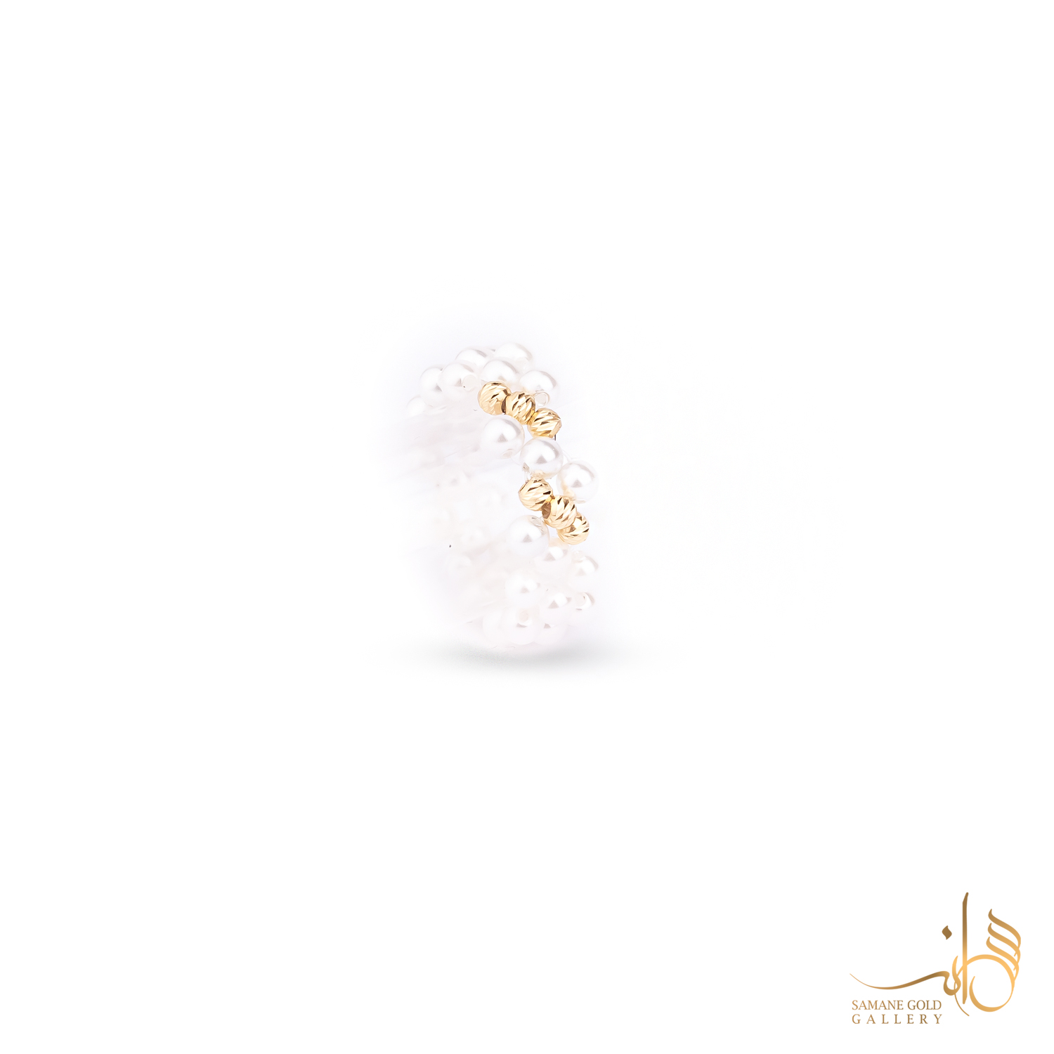 انگشتر طلا بافت مروارید و گوی