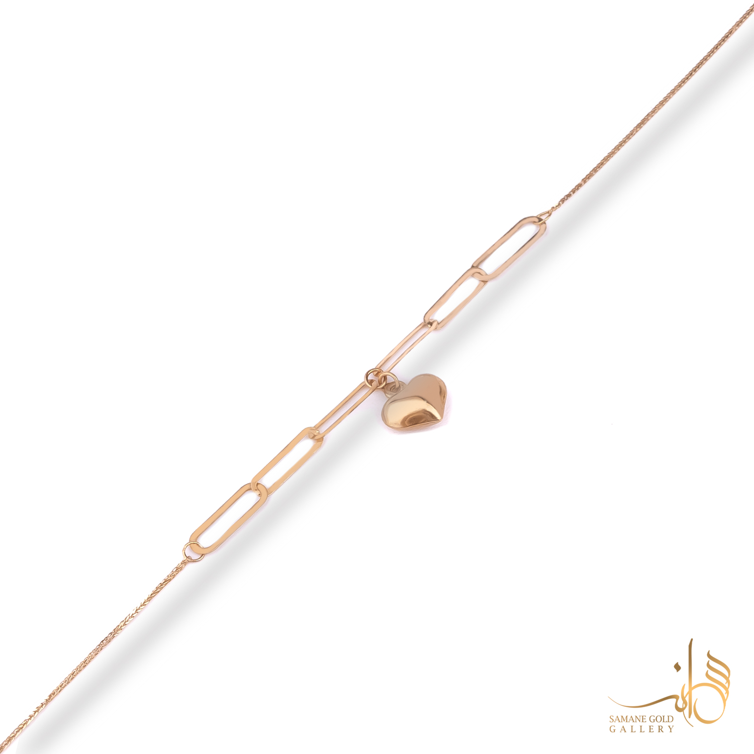 دستبند طلا قلب و هرمس لوکس