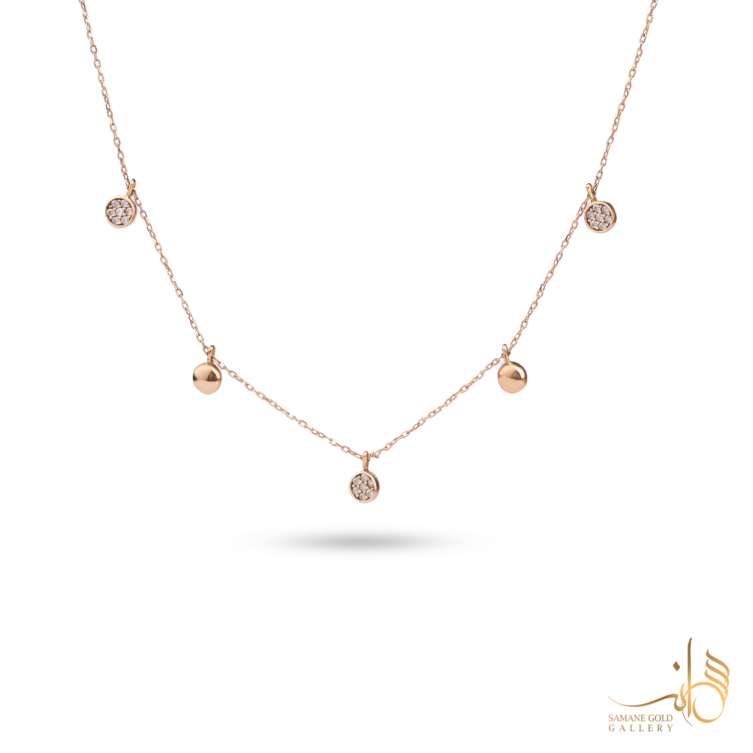 گردنبند طلا پنج آویز دایره